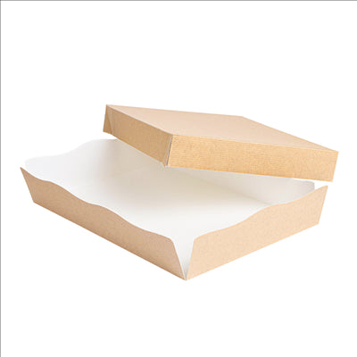 PLATEAUX + COUVERCLE 'THEPACK' 240 G/M2 23x17x4,5 CM NATUREL CARTON ONDULÉ NANO-MICRO (200 UNITÉS)