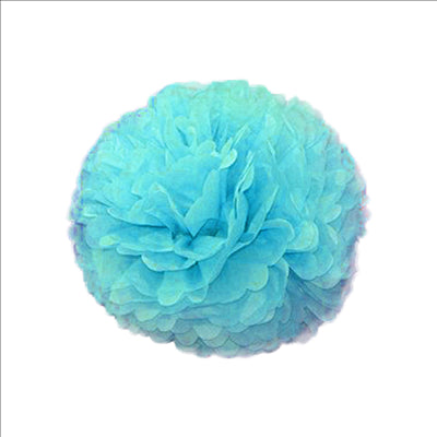 POM POM FLOWER  Ø 35 CM BLEU PAPIER (10 UNITÉS)