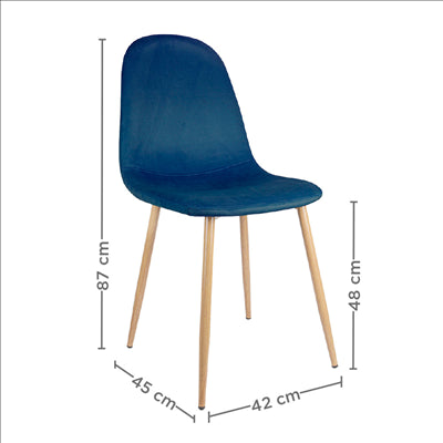 CHAISE 'SUPRA-TEK'  54x45x87 CM BLEU MARINE VELOURS (4 UNITÉS)