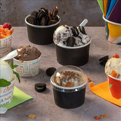 POTS À GLACES 150 ML 250 + 18PE G/M2 Ø 8,5x4,5 CM NOIR CARTON (2000 UNITÉS)