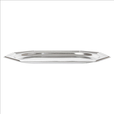 PLATEAUX DE LUXE OCTOGONAUX  45,5x30,5 CM ARGENTE PET (5 UNITÉS)