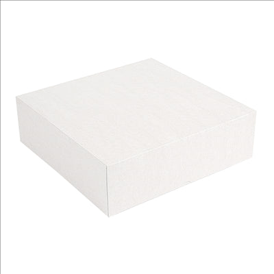 BOÎTES PATISSERIES SANS FENÊTRE 'THEPACK' 250 G/M2 30x30x8 CM BLANC CARTON ONDULÉ NANO-MICRO (100 UNITÉS)