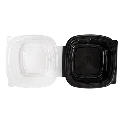 RÉCIPIENTS AVEC COUVERCLE CHARNIÈRE MICRO-ONDABLES 468 ML 15,1x15,7x8,3 CM NOIR PP (180 UNITÉS)