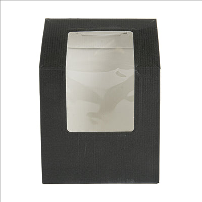BOÎTES AVEC FENÊTRE POUR "TORTILLA" 'THEPACK' 230 G/M2 + OPP 9,2x5,1x9,2/12,5 CM NOIR CARTON ONDULÉ NANO-MICRO (600 UNITÉS)