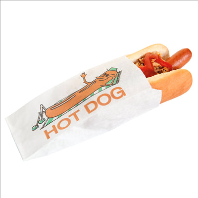 SACS "HOT DOG"  35 G/M2 7+5x18 CM BLANC PARCH.INGRAISSABLE (500 UNITÉS)