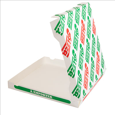 BOÎTES PIZZA 'THEPACK' 330 G/M2 36x36x4 CM BLANC CARTON ONDULÉ MICROCANAL (100 UNITÉS)