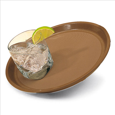 PLATEAU ANTI-DÉRAPANT ROND  Ø 40 CM MARRON PP (1 UNITÉ)