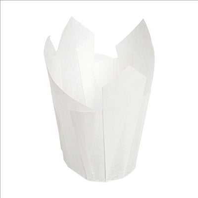 MUFFIN CUPS 'TULIP' 50 G/M2 15x15 CM BLANC PARCH.INGRAISSABLE (1000 UNITÉS)