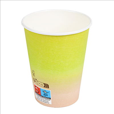 GOBELETS BOISSONS FROIDES ET CHAUDES 1 PAROI 'COMPOSTABLE GRADIENT' 360 ML 300 G/M2 Ø9/6x11 CM BLANC CARTON (1000 UNITÉS)