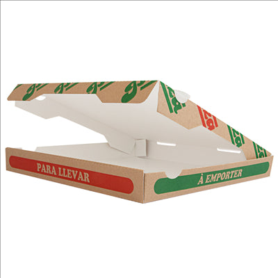 BOÎTES PIZZA 'THEPACK' 330 G/M2 32x32x3,8 CM NATUREL CARTON ONDULÉ MICROCANAL (100 UNITÉS)