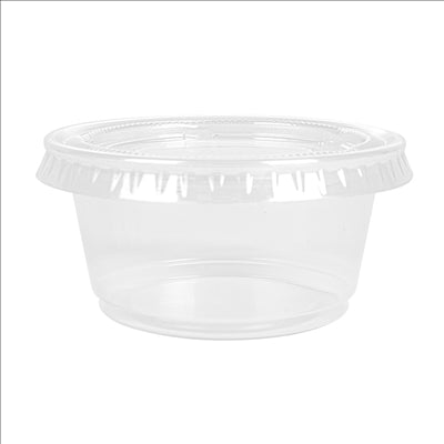 50 PETITS POTS + 50 COUVERCLES 60 ML Ø6,2x3,2 CM TRANSPARENT PP (24 UNITÉS)