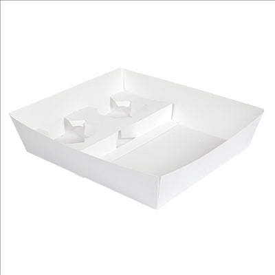 PLATEAUX REPAS À EMPORTER 2 VERRES+1 COMPART. 'THEPACK' 220 G/M2 24,5x22x5,5 CM BLANC CARTON ONDULÉ NANO-MICRO (240 UNITÉS)