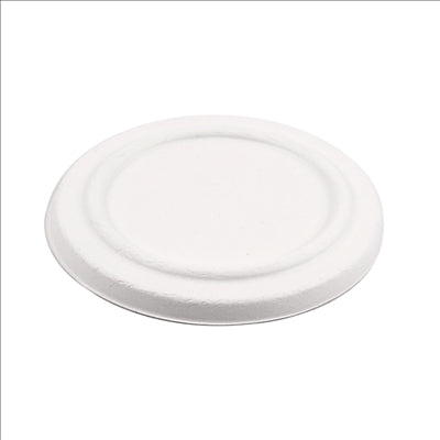 COUVERCLES POUR POTS 228.86 'BIONIC'  Ø 12x1,2 CM BLANC BAGASSE (500 UNITÉS)