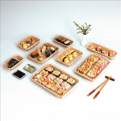 RÉCIPIENTS POUR "SUSHI"  20PE + 280 +16PE G/M2 16,5x11,5x2,4 CM NATUREL KRAFT (600 UNITÉS)