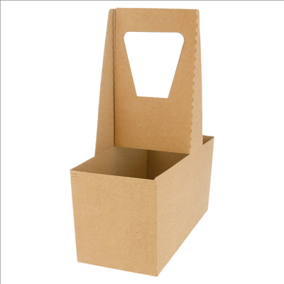 PORTE-GOBELETS, 2 GOBELETS  300 G/M2 18x8x24 CM NATUREL CARTON ONDULÉ MICROCANAL (200 UNITÉS)