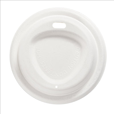 COUVERCLES POUR GOBELETS À CAFÉ 240 ML 'BIONIC'  Ø 8 CM BLANC BAGASSE (1000 UNITÉS)