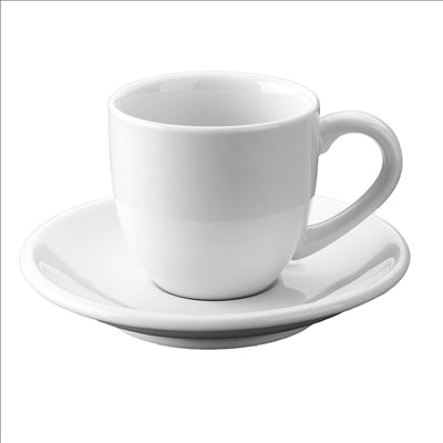 TASSES CAFÉ + COUPELLE 90 ML Ø5,5x4,5 CM BLANC PORCELAINE (36 UNITÉS)