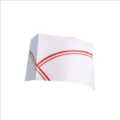 CALOTS AJUSTABLES BATEAU FRANGES ROUGES  28 CM BLANC PAPIER (100 UNITÉS)