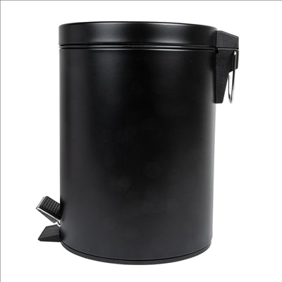 POUBELLE À PEDALE AVEC RÉCEPTACLE INTÉRIEUR 5 L Ø 20,5x28 CM NOIR ACIER (1 UNITÉ)