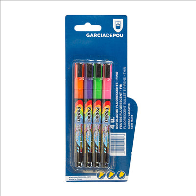 4 U. FEUTRES FLUORESCENTS FINS  Ø 1x13 CM ASSORTI FEUTRE (1 UNITÉ)