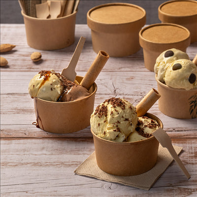 POTS À GLACES 300 ML 250 + 18 PE G/M2 Ø10x5,5 CM NATUREL CARTON (2000 UNITÉS)