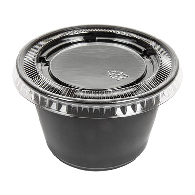 50 PETITS POTS + 50 COUVERCLES 120 ML Ø7,4x4,6 CM NOIR PP (24 UNITÉS)