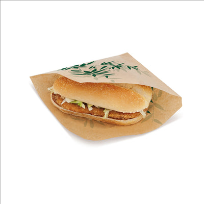 PAPIER INGRAISSABLES OUVERT 2 CÔTÉS FAST FOOD 'FEEL GREEN' 34 G/M2 16x16,5 CM NATUREL PARCH.INGRAISSABLE (500 UNITÉS)