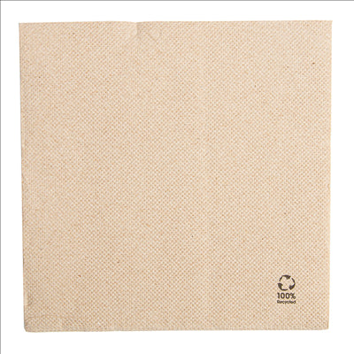 SERVIETTES ECOLABEL 'DOUBLE POINT' 19 G/M2 30x30 CM NATUREL OUATE RECYCLÉE (1800 UNITÉS)