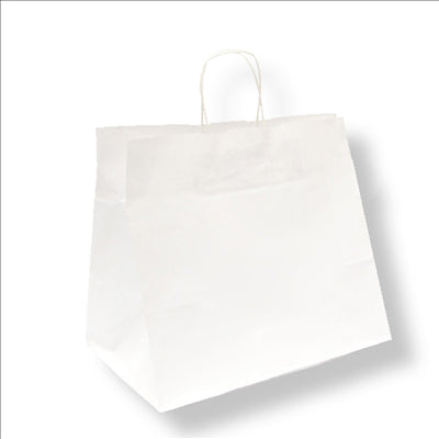 SACS SOS TRAITEUR AVEC ANSES  90 G/M2 32+21x28,5 CM BLANC CELLULOSE (250 UNITÉS)