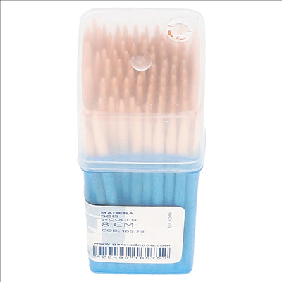 BOÎTES DE 100 CURE-DENTS RONDS  6,5 CM NATUREL BOIS (480 UNITÉS)