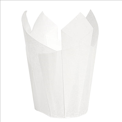 MUFFIN CUPS 'TULIP' 50 G/M2 15x15 CM BLANC PARCH.INGRAISSABLE (1000 UNITÉS)