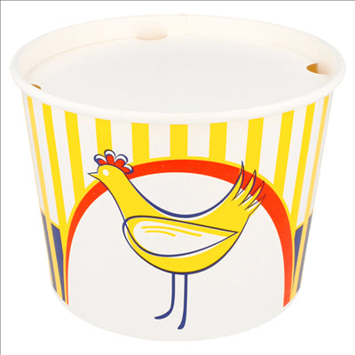 CONTAINERS POULET + COUVERCLES 1920 ML 13PE + 320 +18PE G/M2 Ø 16,8/13,9x12,3 CM BLANC CARTON (300 UNITÉS)