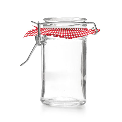 POT FERMETURE CLIP + PAPIER VICHY 'WAKI GLASS' 70 ML Ø 4,5x8,6 CM TRANSPARENT VERRE (96 UNITÉS)