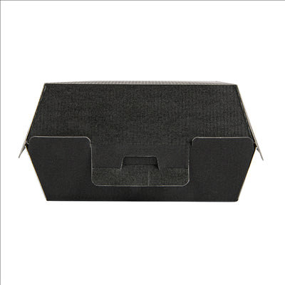 BOÎTES HAMBURGER 'THEPACK' 230 G/M2 13x12,5x6,2 CM (S) NOIR CARTON ONDULÉ NANO-MICRO (450 UNITÉS)