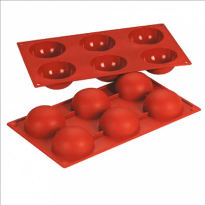 MOULE DEMI SPHÈRE Ø 7x3,5 CM  17,5x30 CM ROUGE SILICONE (1 UNITÉ)