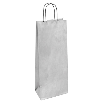 SACS SOS AVEC ANSES 1 BOUTEILLE  100 G/M2 14+8x40 CM ARGENTE KRAFT (250 UNITÉS)