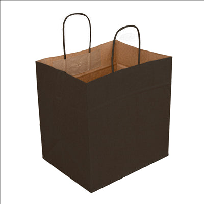 SACS SOS TRAITEUR AVEC ANSES  80 G/M2 26+17x24 CM NOIR KRAFT (250 UNITÉS)