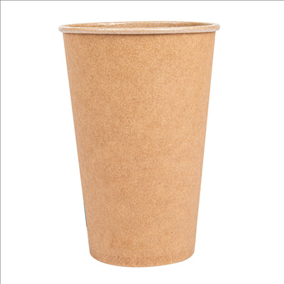 GOBELETS 16 OZ - 480 ML 250 + 21PE G/M2 Ø9/6x12,8 CM MARRON CARTON (1000 UNITÉS)