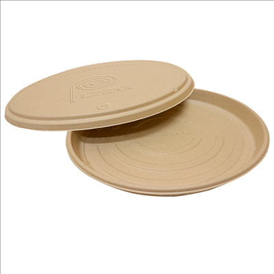 BASES RÉCIPIENT PIZZA 'BIONIC'  Ø 35,7x3,3 CM NATUREL BAGASSE (150 UNITÉS)