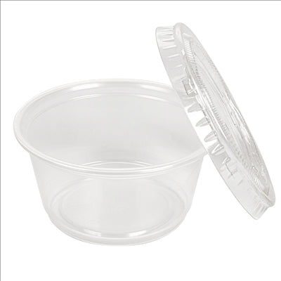 50 PETITS POTS + 50 COUVERCLES 60 ML Ø6,2x3,2 CM TRANSPARENT PP (24 UNITÉS)