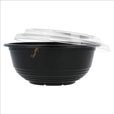BOLS + COUVERCLES 450 ML Ø 15x6 CM NOIR PP (600 UNITÉS)