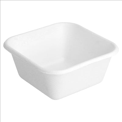 CONTENEURS 'BIONIC' 250 ML 9,5x9,5x4,3 CM BLANC BAGASSE (1000 UNITÉS)