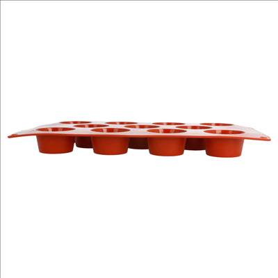 MOULE MUFFIN Ø5,1x2,8 CM  17,5x30 CM ROUGE SILICONE (1 UNITÉ)