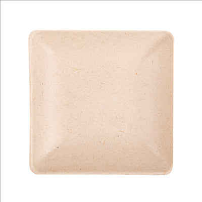 RÉCIPIENT CARRÉ 'BIONIC'  6,5x6,5x1,2 CM NATUREL BAGASSE (1000 UNITÉS)