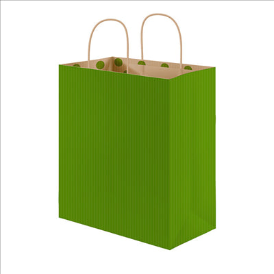 SACS SOS AVEC ANSES - INT. "À POIS"  80 G/M2 26+14x32 CM VERT KRAFT (250 UNITÉS)