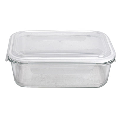 RÉCIPIENTS RECTANGULAIRES AVEC COUVERCLE 'WAKI GLASS' 1500 ML 23,2x17,5x8 CM TRANSPARENT VERRE (6 UNITÉS)