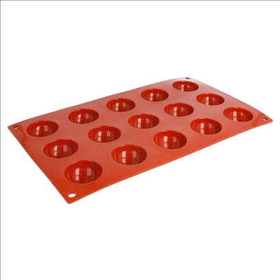 MOULE DEMI SPHÈRE Ø 4x2 CM  17,5x30 CM ROUGE SILICONE (1 UNITÉ)