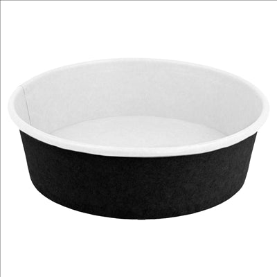 POTS SALADIERS 500 ML - 16,6 oz 300 + 18 PE G/M2 Ø15/12,8x4,5 CM NOIR CARTON (300 UNITÉS)