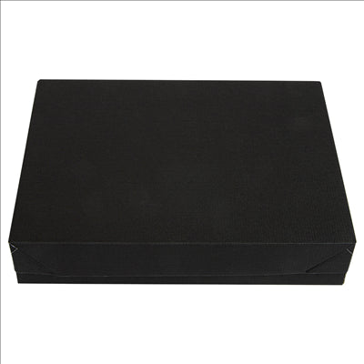 PLATEAUX + COUVERCLE 'THEPACK' 230 G/M2 23x17x4,5 CM NOIR CARTON ONDULÉ NANO-MICRO (200 UNITÉS)