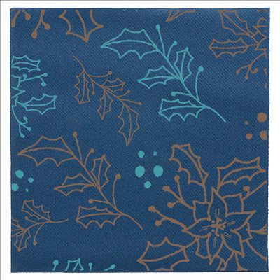 SERVIETTES 'HOLLY' 55 G/M2 40x40 CM BLEU AIRLAID (700 UNITÉS)